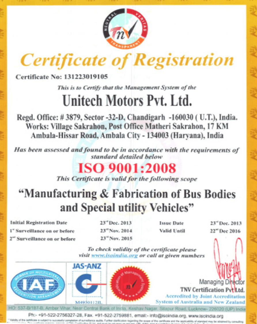 ISO 9001:2008 Certificate of Registration
